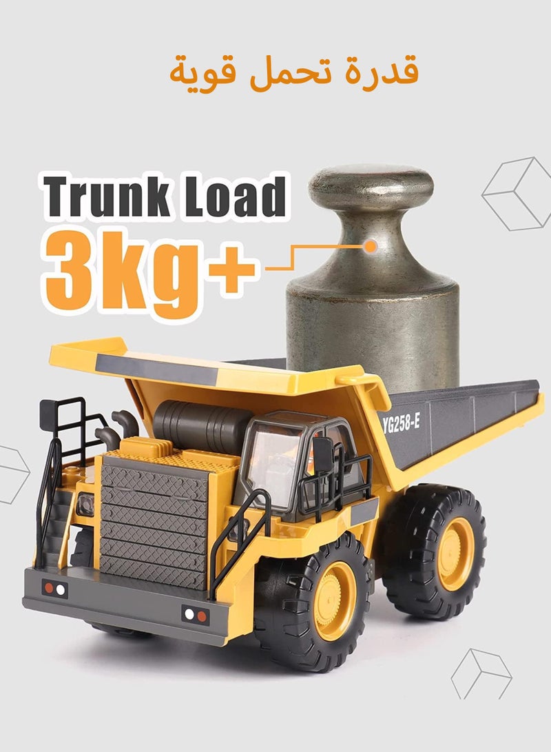 دائرة مربعة مجموعة ألعاب مركبات بناء بالتحكم عن بُعد – حفارة وشاحنة تفريغ مع حركة حفر وتحميل وتفريغ واقعية للأطفال - Image 5